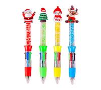 FIRSTXIU Penna natalizia multicolore, 4 colori in 1, punta da 0,5 mm, ricaricabile, liscia per scrivere, per studenti e artisti, 4 pezzi