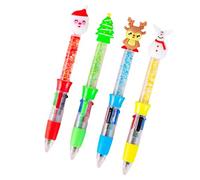 FIRSTXIU Penna natalizia multicolore, 4 colori in 1, punta da 0,5 mm, ricaricabile, liscia per scrivere, per studenti e artisti, 4 pezzi