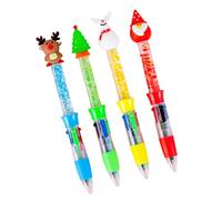FIRSTXIU Penna natalizia multicolore, 4 colori in 1, punta da 0,5 mm, ricaricabile, liscia per scrivere, per studenti e artisti, 4 pezzi