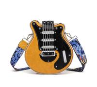 FIRSTXIU Piccola borsa a tracolla creativa a forma di chitarra borsa a tracolla con cerniera PU borsa per ragazze donne tracolla regolabile, Giallo, Taglia unica