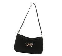 FIRSTXIU Piccola borsa a tracolla da donna con design con fiocchi retrò in pelle PU borsa ascellare per uso quotidiano e viaggi casual, Nero , Taglia unica
