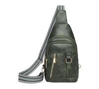 FIRSTXIU Piccola borsa a tracolla per donna uomo borsa a tracolla con tracolla regolabile borsa a tracolla in pelle PU zaino a tracolla, Verde, 17*8*27cm