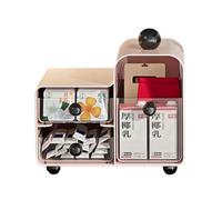FIRSTXIU Porta-crema per caffè, grande capacità, a 2 strati, elegante organizer per bustine da tè con cassetti rimovibili trasparenti, organizer da scrivania professionale per casalinghe