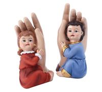 FIRSTXIU Ragazzo e Ragazza In Mano Figurine Resine Bambini Sculture Set In Miniatura Portare Calore E Stili Decorazioni Per La Casa Religiosa