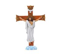 FIRSTXIU Resina per Crocifisso Gesù Statua Cattolica Figurine Appeso alla Parete Scultura Religiosa Preghiera Ornamento Decorazioni per la Casa