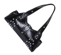 FIRSTXIU Rivet Punk Styles Ascella Borsa a Spalla Con Dumpling Forma PU Cuoio Ascellare Borsa Per Le Donne Alla Ricerca Di Moda Alla Moda, Nero , Taglia unica