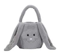 FIRSTXIU Sacchetti di Pasqua in peluche con orecchie lunghe borse pasquali regali secchio per ragazzo ragazza, Grigio chiaro, 20*20cm