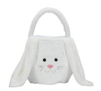 FIRSTXIU Sacchetti di Pasqua in peluche con orecchie lunghe borse pasquali regali secchio per ragazzo ragazza, bianco, 20*20cm