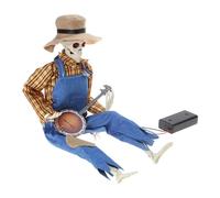 FIRSTXIU Scheletro di banjo animato divertente, statua del cranio, musica animata/attivata dal suono, scheletro banjo multilingue