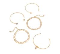 FIRSTXIU Set di 5 braccialetti aperti con disegni geometrici ed eleganti strass per abiti da donna alla moda