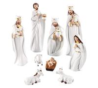 FIRSTXIU Set di decorazioni per presepe di Natale, statuette sacre in resina per la casa, camera da letto, soggiorno, statua ornamentale