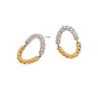 FIRSTXIU Set di gioielli geometrici in acciaio inossidabile con collana e orecchini a righe rotonde e gioielli alla moda da donna alla moda