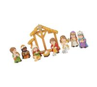 FIRSTXIU Set di statuette in miniatura per presepe in stile cartone animato di Natale, statuette in resina, decorazione per la casa, idea regalo