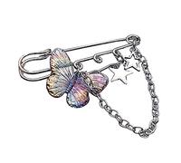 FIRSTXIU Spilla minimalista a cinque punte a forma di stella rotonda con perline e fibbia a doppia catena per lacci delle scarpe, accessorio da uomo, As shown