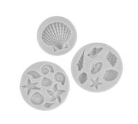FIRSTXIU Stampi per fondente a tema marino, 3 pezzi, conchiglie, stelle marine, in silicone, stampo da forno per torte e cupcake