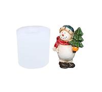 FIRSTXIU Stampo in silicone 3D a forma di pupazzo di neve per candele in resina per ornamenti natalizi per sapone fatto a mano, candela profumata