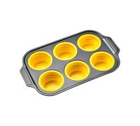 FIRSTXIU Stampo in silicone per cupcake da 12 o 6 tazze, pieghevole e facile da usare, per uova, muffin e dolcetti, pane, strumento di cottura