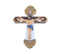FIRSTXIU Statua sacra religiosa crocifisso in resina Gesù per croce con dio decorazione da parete