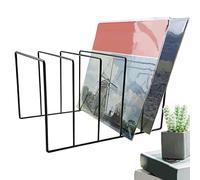 Firulab Supporto per Dischi in Vinile,Organizer per cartelle di File in Ferro Nero per Libri - Portadocumenti Moderno per scrivania, Porta Libri da Ufficio, Organizer per Libri in Metallo