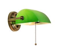 FIRVRE Verde Lampada da Parete Banchieri in Vetro Applique da Parete Vintage Lampada a Muro a Catena in Metallo Antico in Ottone Finitura Bronzo per Lampada Soggiorno Camera da Letto