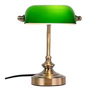 FIRVRE Verde Lampada da tavolo banchieri in vetro classica finitura bronzo attacco base G9 lampada da scrivania vintage per ufficio biblioteca sala studio camera da letto