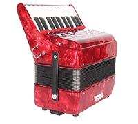 Fisarmonica A Pianoforte A 22 Tasti E 8 Bassi, Esibizione Sul Palco, Tracolla Retrattile E Borsa Portaoggetti, For Gli Amanti Degli Strumenti Musicali(Red)