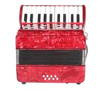 Fisarmonica A Pianoforte A 22 Tasti E 8 Bassi, Tracolla Retrattile E Borsa Portaoggetti, For Spettacoli Teatrali, For Gli Amanti Degli Strumenti Musicali(Red)