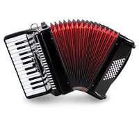 Classic Cantabile Fisarmonica 48 Bassi 26 Tasti – Organetto Piano, 3 Registri – Cinghie e Borsa Nero