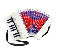 Fisarmonica per Bambini,17 Tasti 8 Bassi Pianoforte Organetto con Cinghie Regolabili,Fisarmonica a Bottonicon per Adulti e Bambini dai 3 anni,Concertina Strument Musicale per Principianti (Bianco)