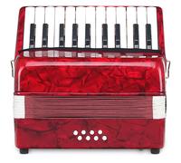 Fisarmonica Piano Accordion Armonica per Bambini 22 Tasti 8 Bassi Custodia Rosso