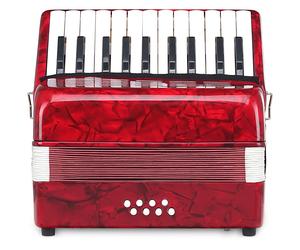 Fisarmonica Piano Accordion Armonica per Bambini 22 Tasti 8 Bassi Custodia Rosso