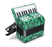 Fisarmonica professionale Concertina a 22 tasti e 8 bassi, design e dimensioni standard internazionali per principianti (GREEN)