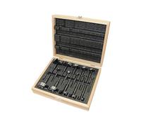 Fisch FSA-367208 - Set di 16 punte per trapano Forstner a forma di squalo nero, scatola in legno, con punte da 1/4" fino a 2-1/8", in acciaio forgiato realizzato in Austria