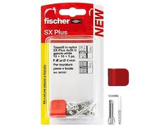 Fischer 10 Ganci Appendi Quadri Bianco con Tassellini 4mm e Clip di Fissaggio, Installazione Pulita su Muro per Cornici Pesanti, 567557