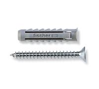 Fischer 100 Tasselli Sx con Vite, 6 X 30 Mm, per Muro Pieno e Mattone Forato, 570021, Grigio
