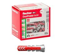 Fischer 100x Tasselli DuoPower, 6 x 30 mm, per Muro pieno, Mattone Forato, Cartongesso, 537640