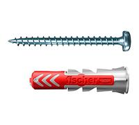Fischer 100x Tasselli DuoPower 6x30 mm con Viti Torx a Testa Bombata, per Muro Pieno, Mattone Forato, Cartongesso, 545838