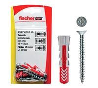 Fischer 12 Tasselli Duopower con Vite, 6 x 30 mm, per Muro Pieno, Mattone Forato, Cartongesso, 537625