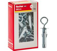 Fischer, 15 Tasselli Metallici SBS 9/3 Y con occhiolo chiuso per il Fissaggio di Mobili, Mensole, Specchi su Cemento e Mattone Pieno