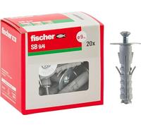 Fischer 20 Tasselli SB 9 con Vite Testa Svasata M4, Universali per il Fissaggio su Muro e Cemento, 508234