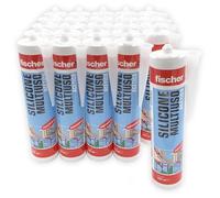 Fischer 25 pezzi Silicone Acetico Multiuso SAM 280 ml, Bianco, per Applicazioni in Ambienti Interni ed Esterni
