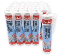 Fischer 25 pezzi Silicone Acetico Multiuso SAM 280 ml, Trasparente, per Applicazioni in Ambienti Interni ed Esterni
