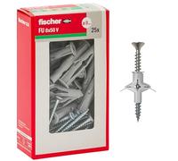 Fischer 25 Tasselli a Farfalla FU con Vite, 8 x 50 mm, per Cartongesso, Pannelli e Muratura