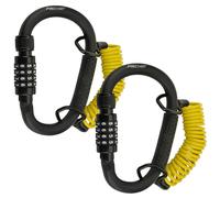 Fischer 2x Karabiner-Schloss Con 150cm Spirale Lucchetto Bicicletta Helm-Schloss