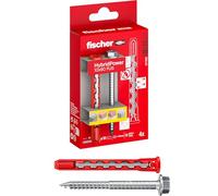 Fischer 4x HybridPower FUS, Tasselli Prolungati in Nylon e Acciaio con Vite Esagonale Flangiata e Impronta Torx, Sicuro come un Ancorante Metallico e Facile da Installare come un Tassello in Nylon