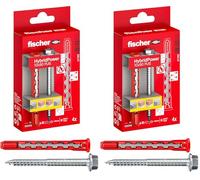 Fischer 4x HybridPower FUS, Tasselli Prolungati in Nylon e Acciaio con Vite Esagonale Flangiata e Impronta Torx, Sicuro come un Ancorante Metallico e Facile da Installare come un Tassello in Nylon