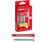 Fischer 4x HybridPower T, Tasselli Prolungati in Nylon e Acciaio con Vite Svasata Piana Torx, Sicuro come un Ancorante Metallico e Facile da Installare come un Tassello in Nylon, 577393