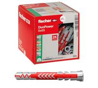 DUOPOWER 8 x 65 Tassello di espansione 6,5 cm grigio chiaro/Rosso, Tassello di espansione, Cemento, Metallo, Grigio, 6,5 cm, 8 mm