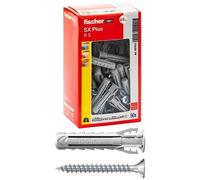Fischer 50 Tasselli SX Plus con Vite 8x40 mm per Muro Pieno, Mattone Forato, Muratura, Calcestruzzo, per il Fissaggio di Lampadari, Mobili, Pensili, Mensole, 567622