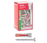 Fischer 50x Tasselli con Vite DuoPower 8 x 40 mm per Muro pieno Mattone Forato
